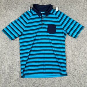 Oakley Hydroix Polo Shirt Men's Regular Fit Blue Black Stripe Pocket Golf Active
